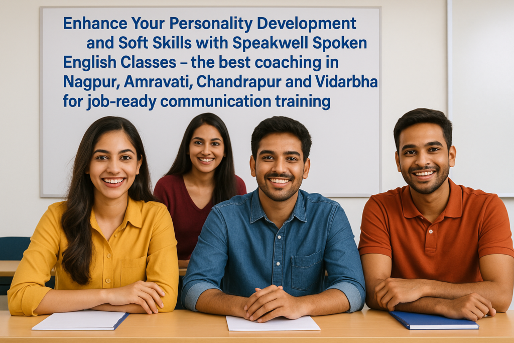 Students at Speakwell Spoken English Classes in Nagpur & Amravati learning communication and personality skills.